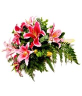 Arrangement of Pink Lilies with Greens