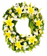 Wreath of Yellow Lilies & White Daisies